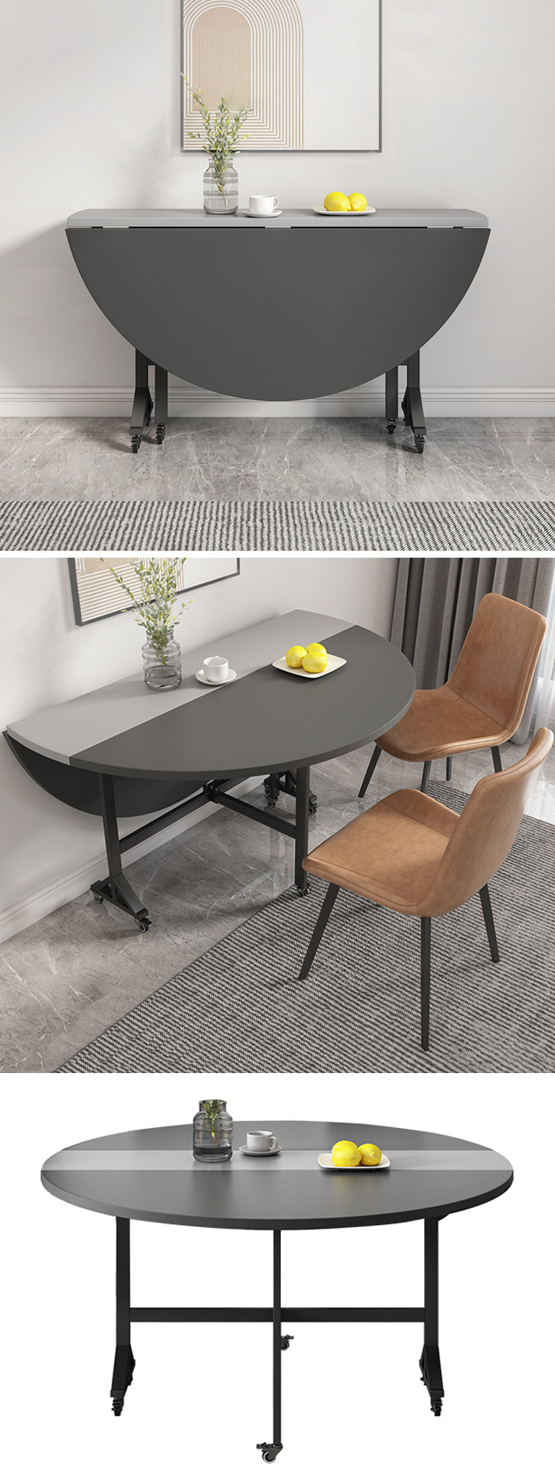 【ダイニングテーブル】シンプル 円型 伸長式 ダイニングテーブル 椅子セット 120*120*76 ※伸縮機能が叶え、使用シーンやお部屋のレイアウトに合わせて形を選べます。