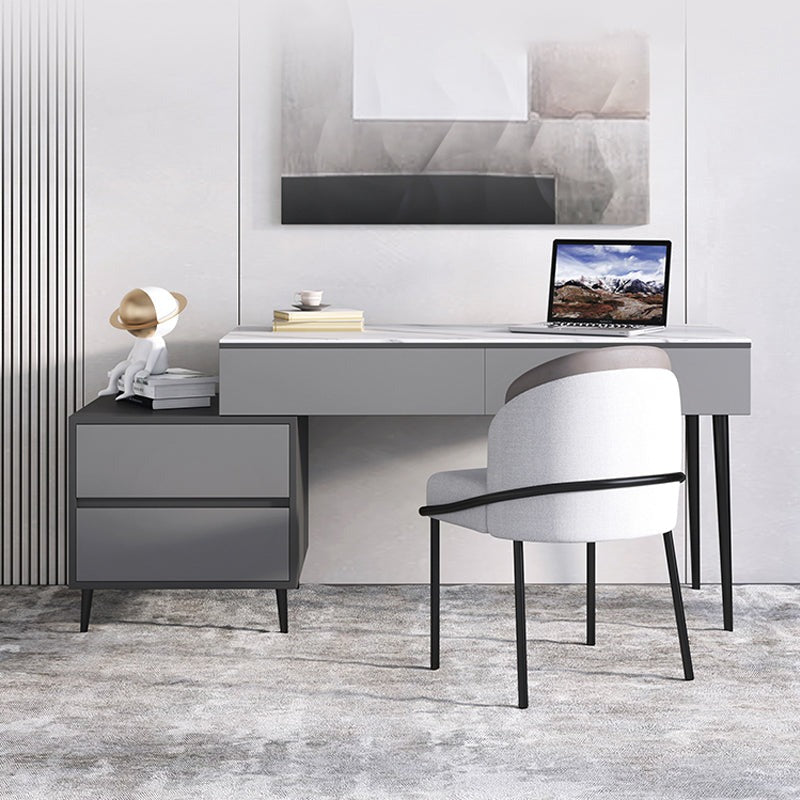 【ワークデスク】テーブル 高級感 選べる2色 天板色ホワイト テーブル+収納ボックス+椅子
