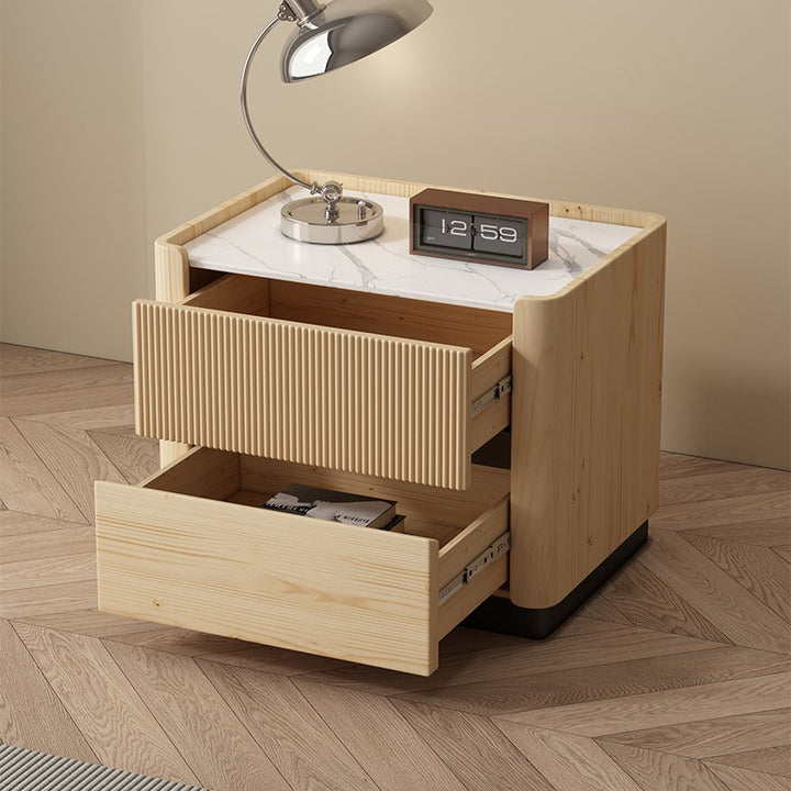 【ナイトテーブル】リブデザイン 上品 静かな佇まい