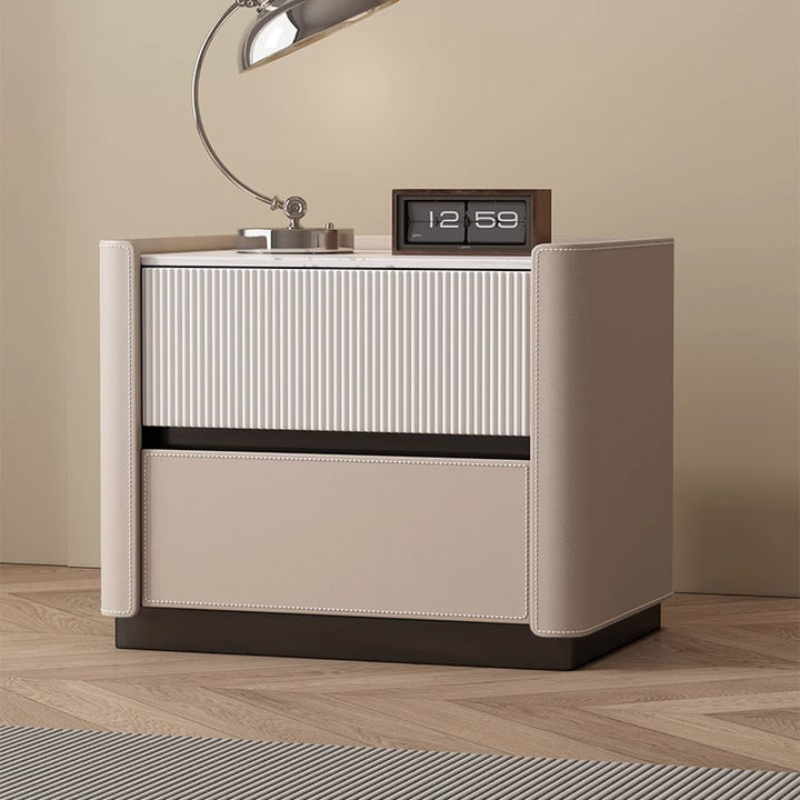 【ナイトテーブル】リブデザイン 上品 静かな佇まい