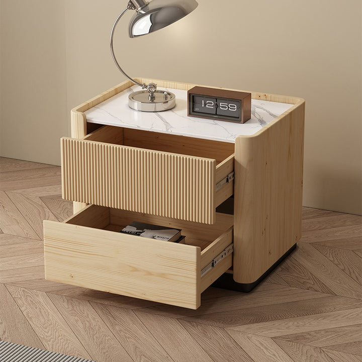 【ナイトテーブル】リブデザイン 上品 静かな佇まい