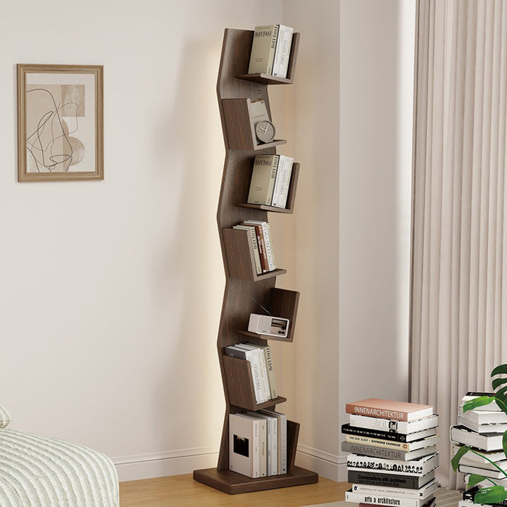 【本棚・ディスプレイラック】波形シルエット 温もり 安定感