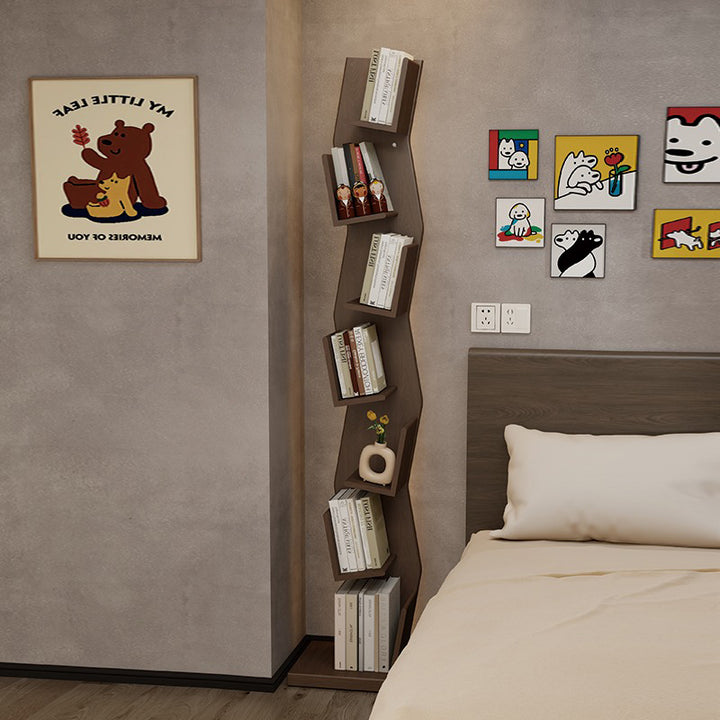 【本棚・ディスプレイラック】波形シルエット 温もり 安定感