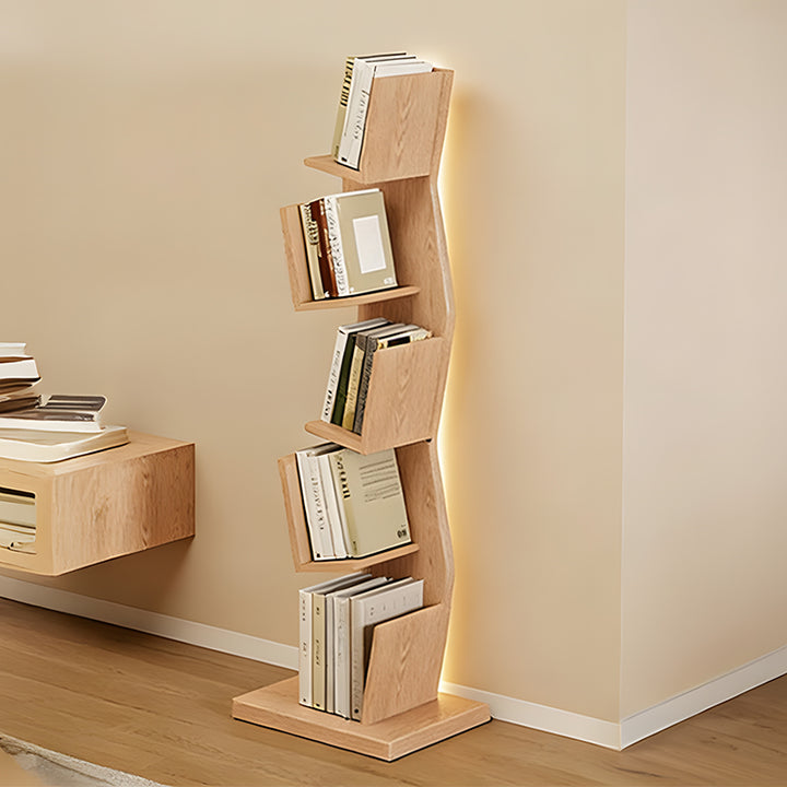 【本棚・ディスプレイラック】波形シルエット 温もり 安定感