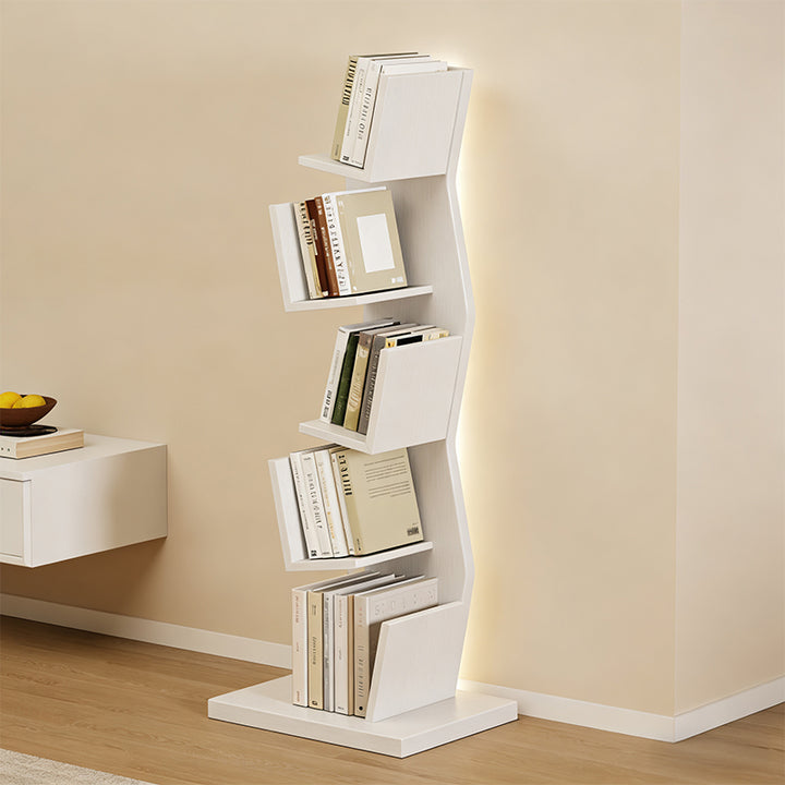 【本棚・ディスプレイラック】波形シルエット 温もり 安定感