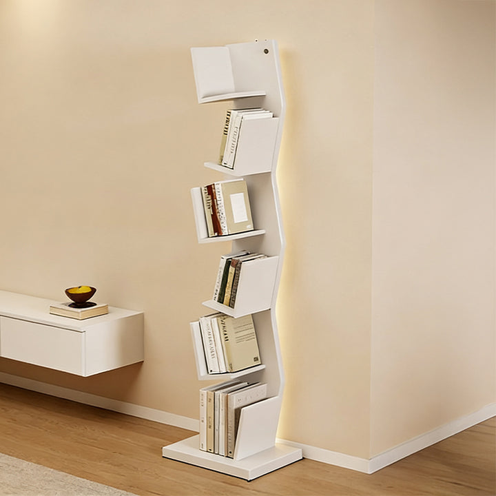 【本棚・ディスプレイラック】波形シルエット 温もり 安定感