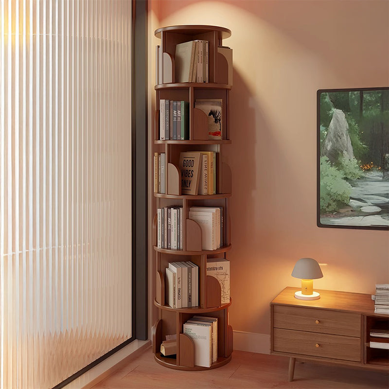 【本棚・ディスプレイラック】360°回転 ナチュラル 大容量