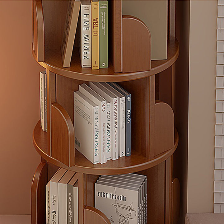 【本棚・ディスプレイラック】360°回転 ナチュラル 大容量