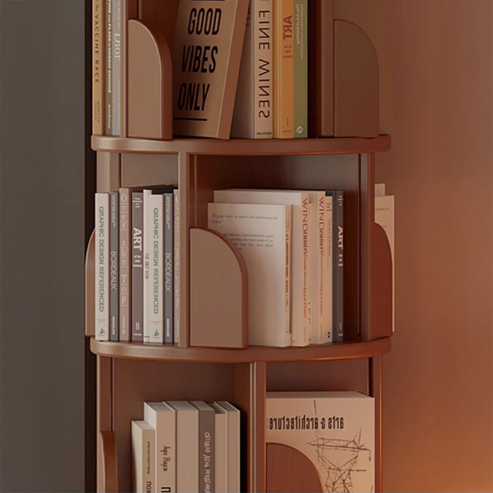 【本棚・ディスプレイラック】360°回転 ナチュラル 大容量