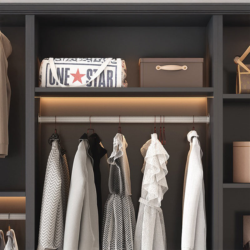 【ワードローブ】ガラス扉 モダン ライト付き