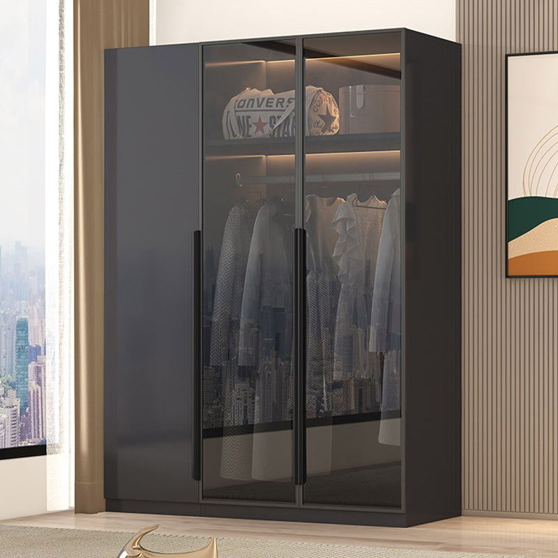 【ワードローブ】ガラス扉 モダン ライト付き