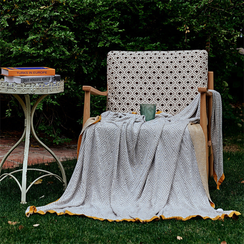 ビンテージ　幾何学柄ブランケット AWABEES / コットンブランケット 幾何学模様