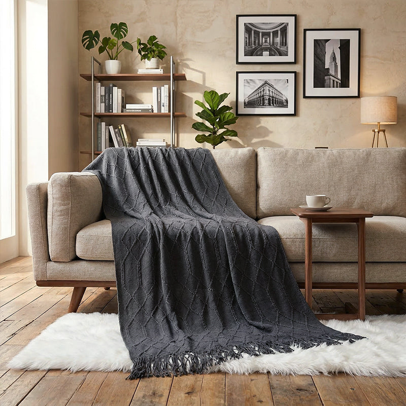 【ブランケット】 北欧風 シンプル立体模様 おしゃれ