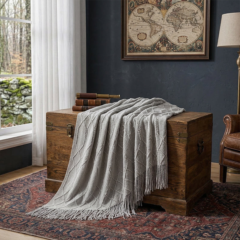 【ブランケット】 北欧風 シンプル立体模様 おしゃれ