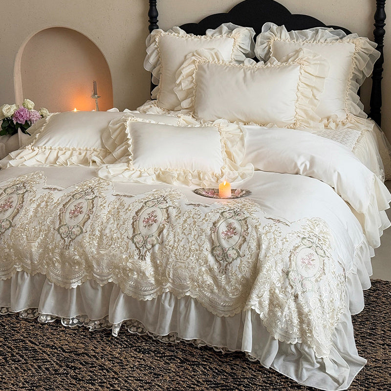 【寝具セット】ロングステープルコットン100％ ベッドリネン 高級感 肌触り ツルツル 肌 4点セット