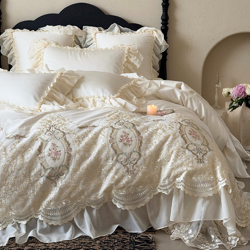 【寝具セット】ロングステープルコットン100％ ベッドリネン 高級感 肌触り ツルツル 肌 4点セット