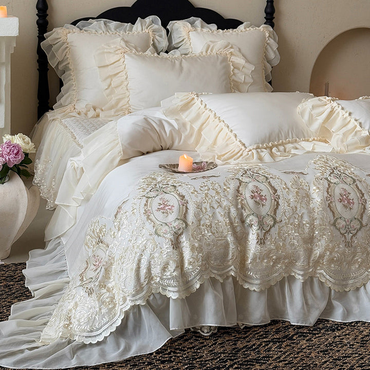 【寝具セット】ロングステープルコットン100％ ベッドリネン 高級感 肌触り ツルツル 肌 4点セット