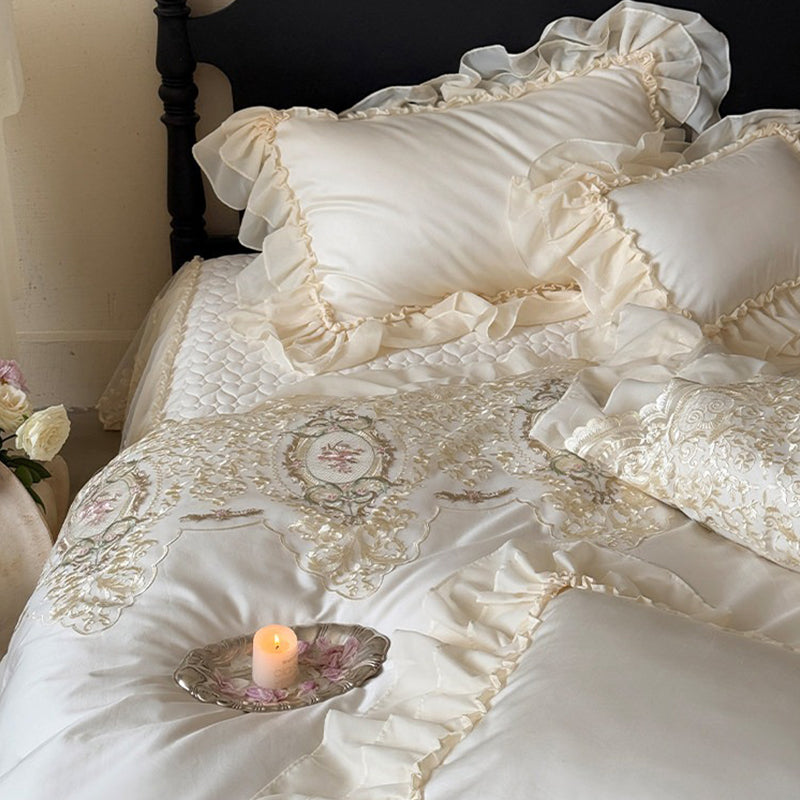 【寝具セット】ロングステープルコットン100％ ベッドリネン 高級感 肌触り ツルツル 肌 4点セット