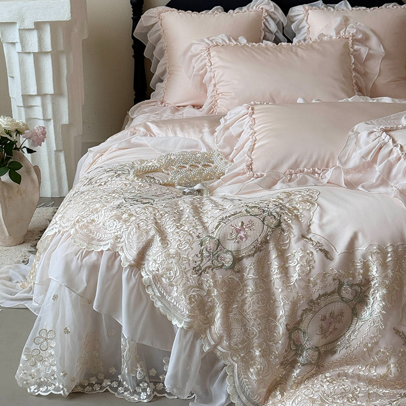 【寝具セット】ロングステープルコットン100％ ベッドリネン 高級感 肌触り ツルツル 肌 4点セット