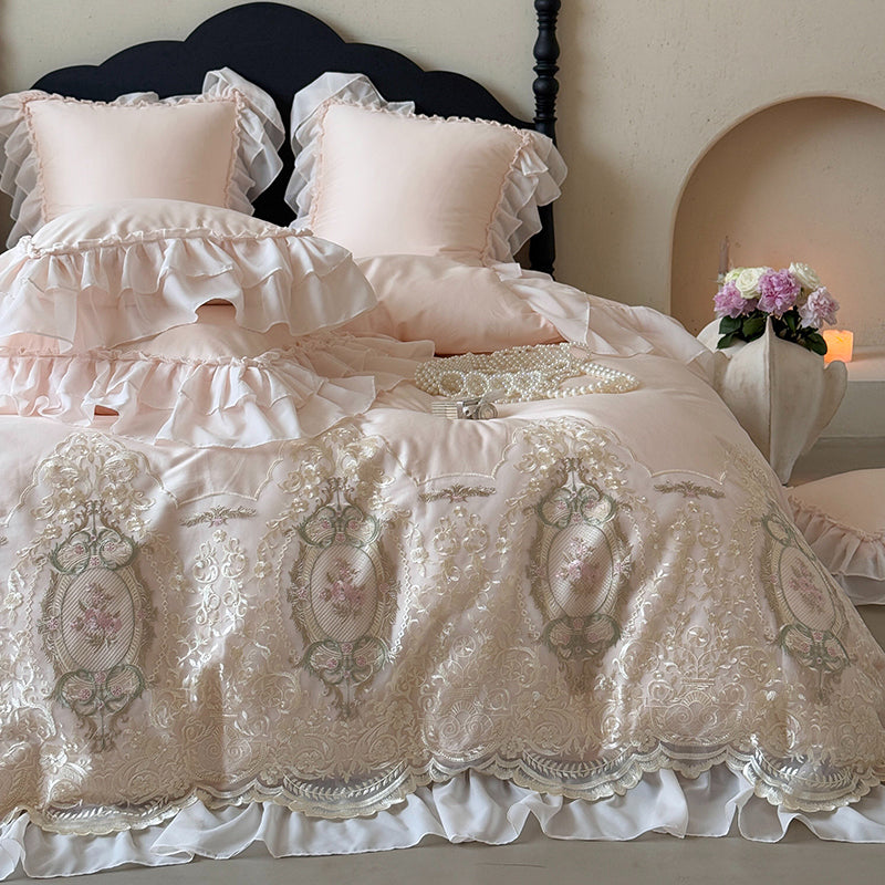 【寝具セット】ロングステープルコットン100％ ベッドリネン 高級感 肌触り ツルツル 肌 4点セット