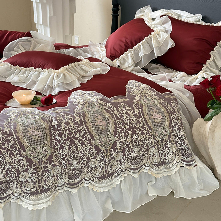 【寝具セット】ロングステープルコットン100％ ベッドリネン 高級感 肌触り ツルツル 肌 4点セット