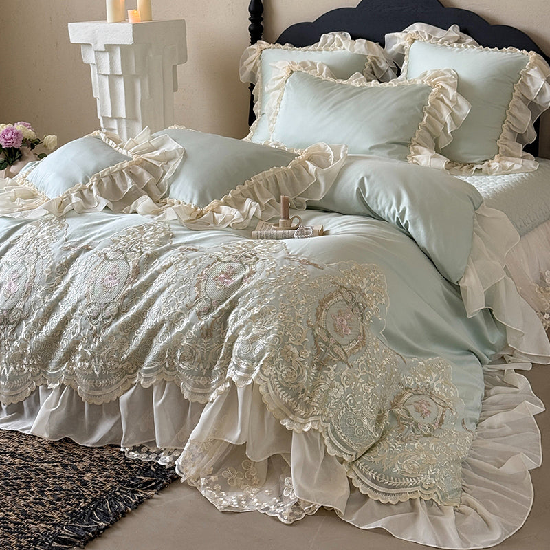 【寝具セット】ロングステープルコットン100％ ベッドリネン 高級感 肌触り ツルツル 肌 4点セット