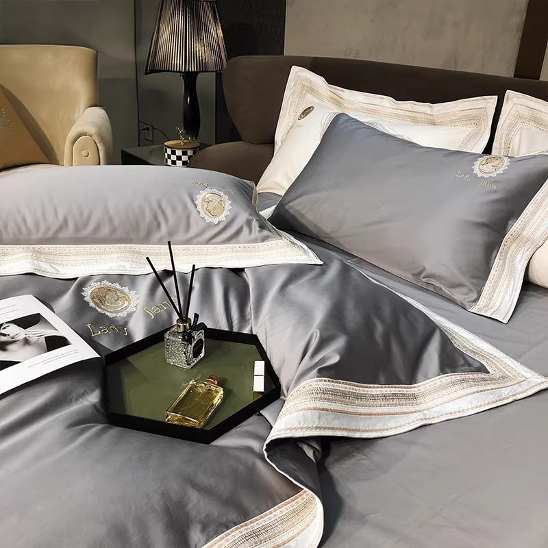 【寝具セット】ロングステープルコットン100％ ヨーロッパ風 エレガント 肌に優しい 刺繍デザイン ベット用品