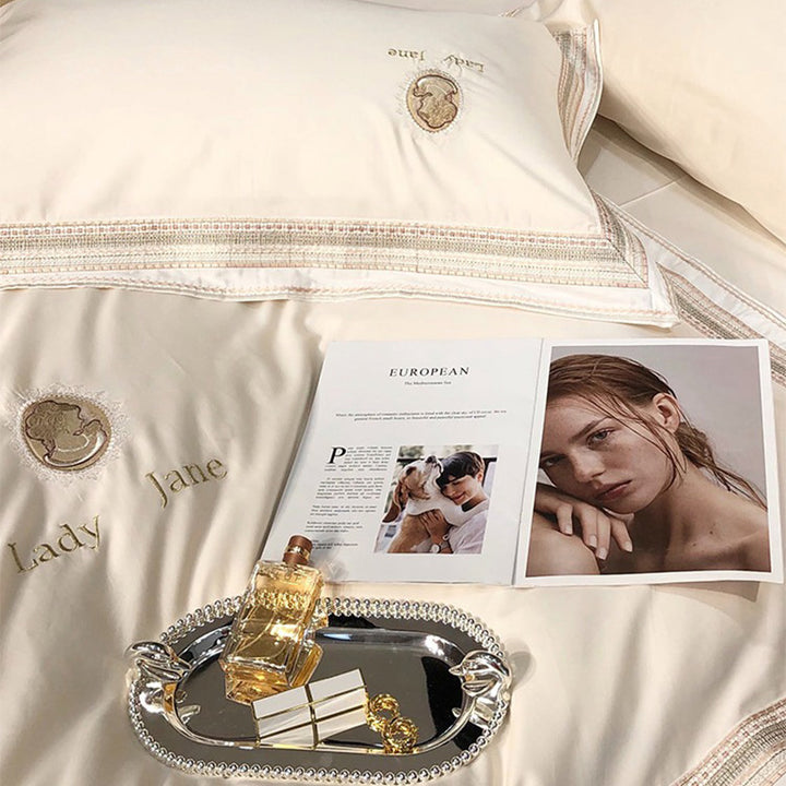 【寝具セット】ロングステープルコットン100％ ヨーロッパ風 エレガント 肌に優しい 刺繍デザイン ベット用品