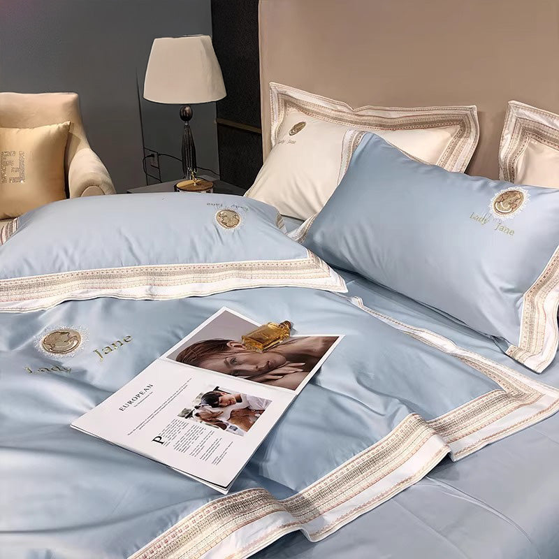 【寝具セット】ロングステープルコットン100％ ヨーロッパ風 エレガント 肌に優しい 刺繍デザイン ベット用品