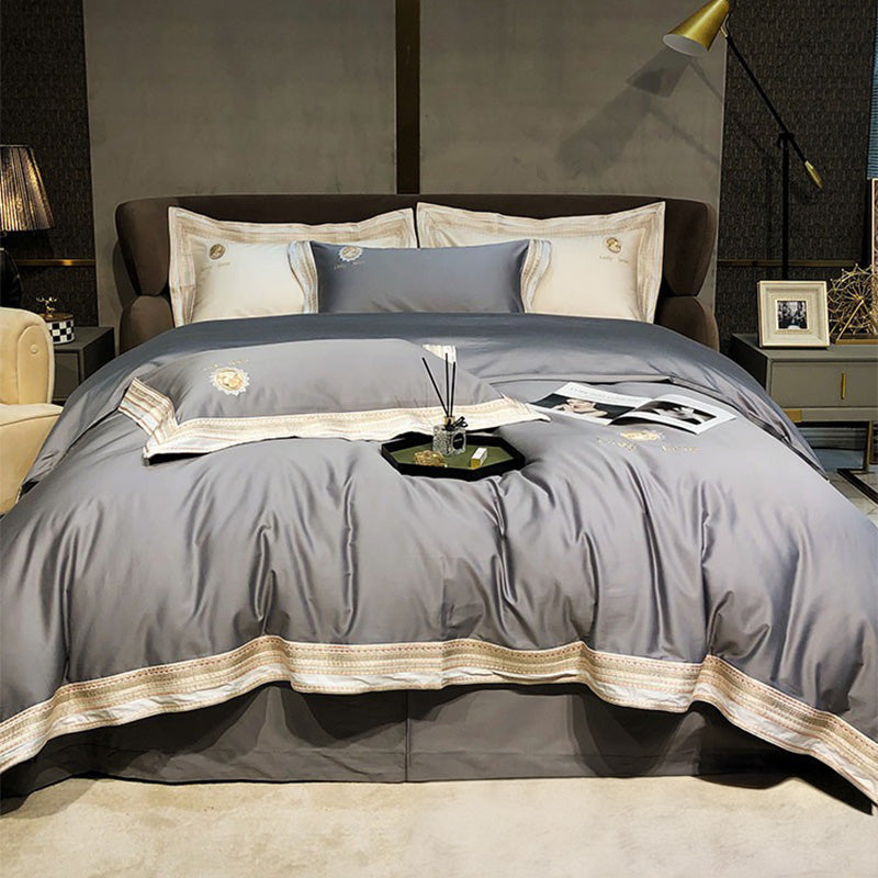 【寝具セット】ロングステープルコットン100％ ヨーロッパ風 エレガント 肌に優しい 刺繍デザイン ベット用品