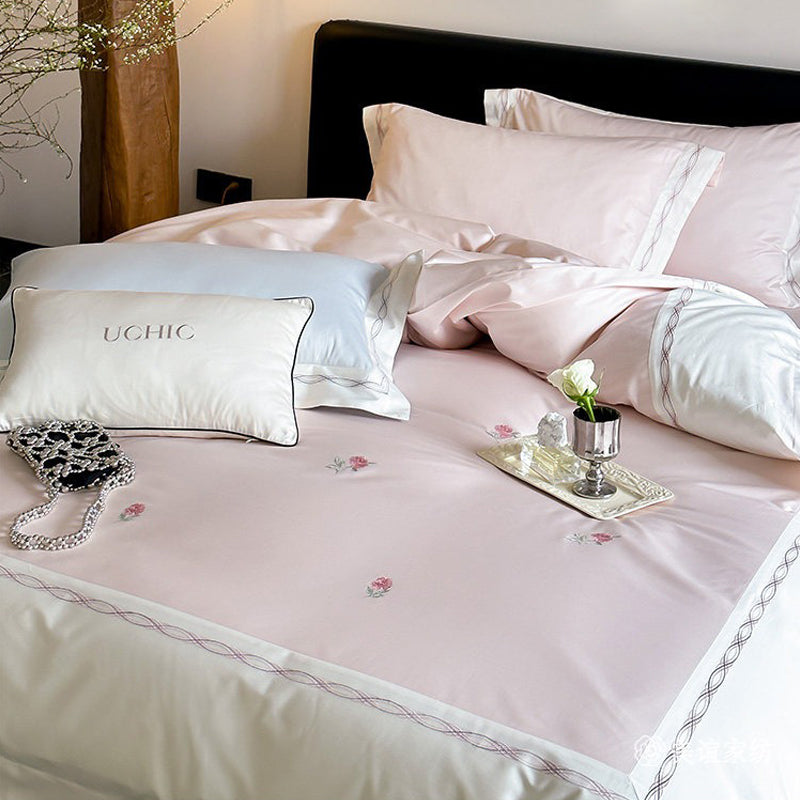 【寝具セット】刺繍 おしゃれ 4点セット