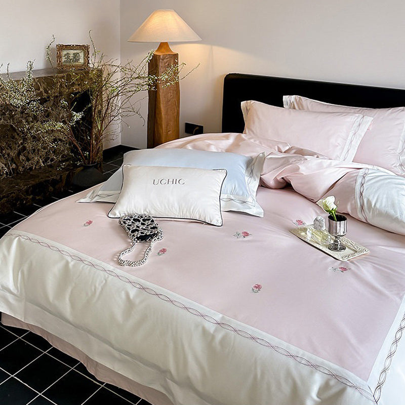 【寝具セット】刺繍 おしゃれ 4点セット