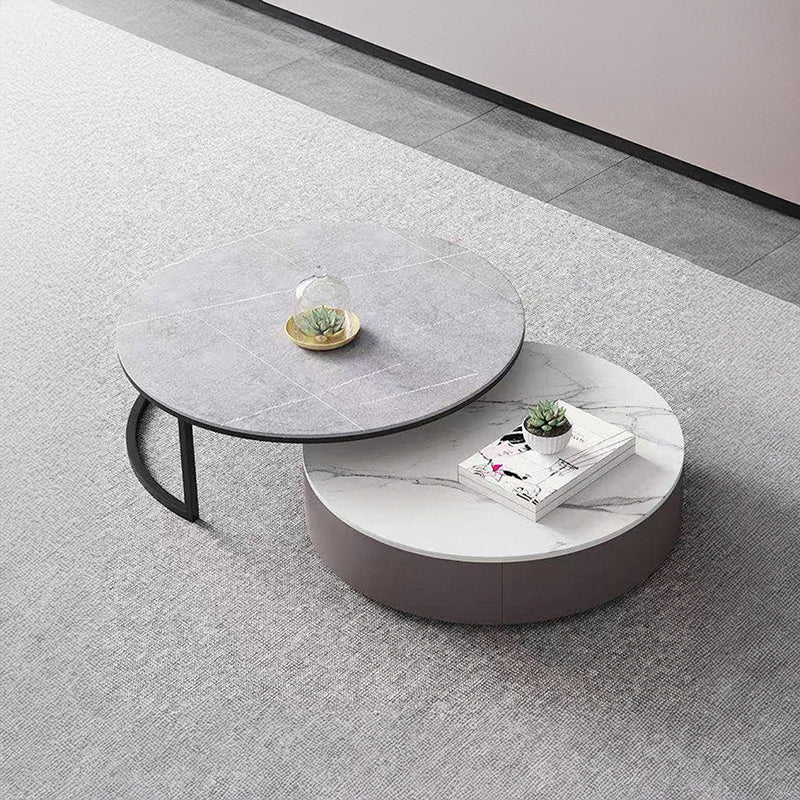 【ローテーブル】グレー系ラウンド