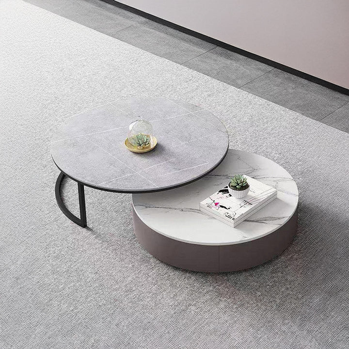 【ローテーブル】グレー系ラウンド