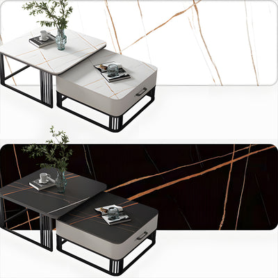 【ローテーブル】四方型マーブル模様 選べる4色 ローテーブルの全体画像 100日間返品交換保証制度