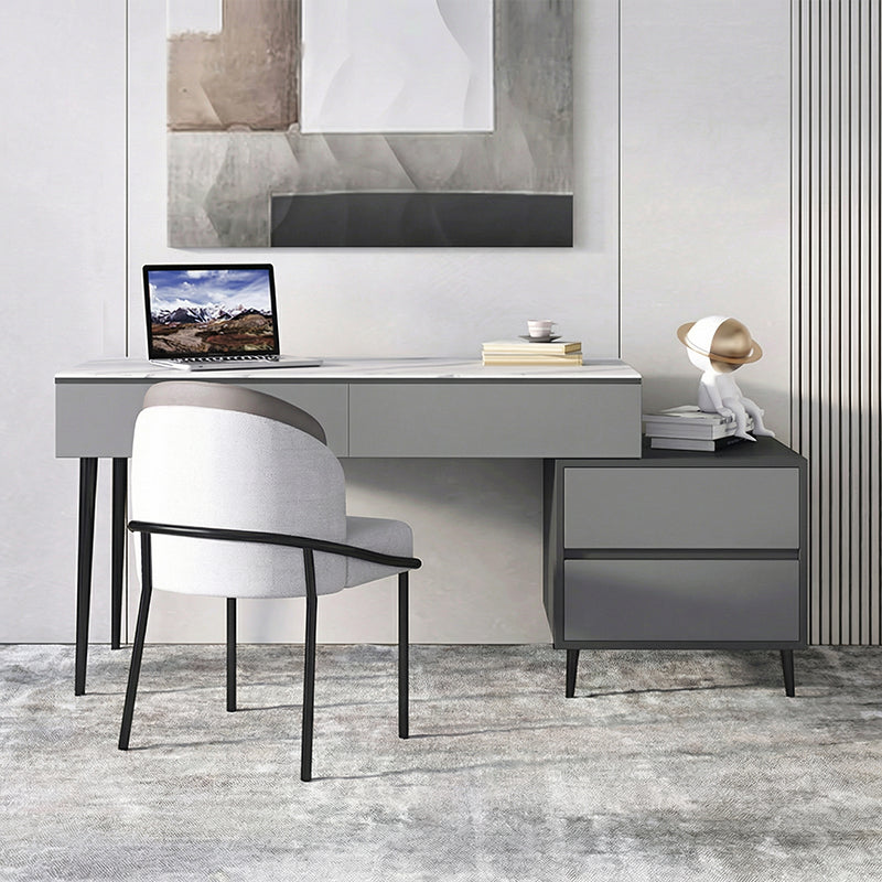 【ワークデスク】テーブル 高級感 選べる2色 天板色ホワイト テーブル+収納ボックス+椅子