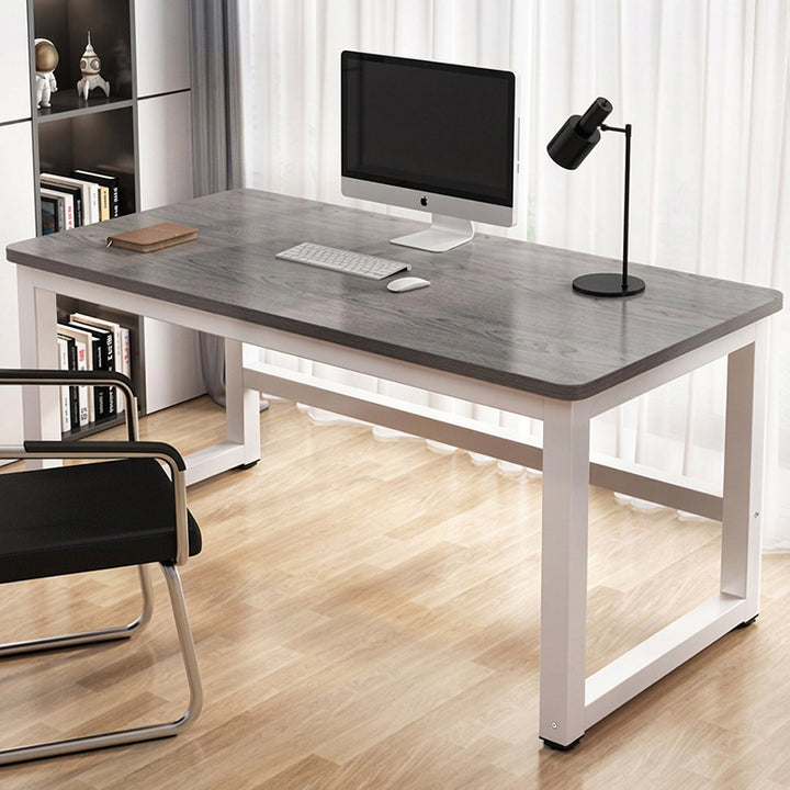 【デスク】テーブル おしゃれ シンプルなデスク 腿部ホワイト 天板色グレー