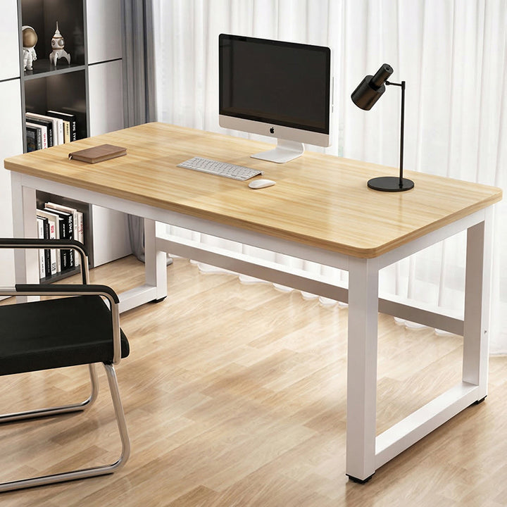 【デスク】テーブル おしゃれ シンプルなデスク 腿部ホワイト 天板色ナチュラル