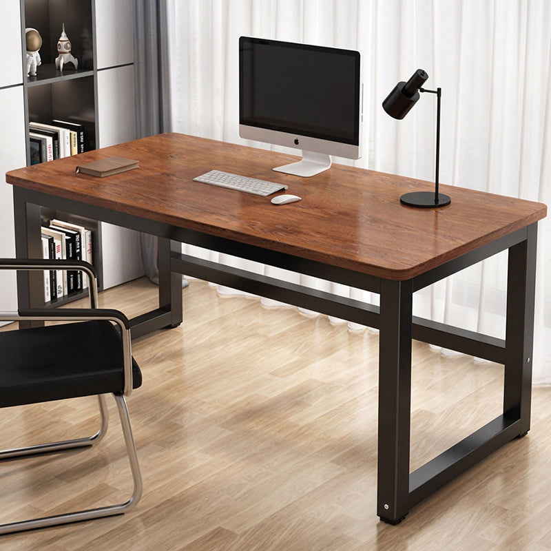 【デスク】テーブル おしゃれ シンプルなデスク 腿部ブロック 天板色ミドルブラウン