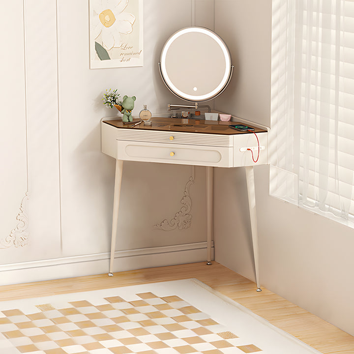 【ドレッサー】三角形 コンパクト クリーム色