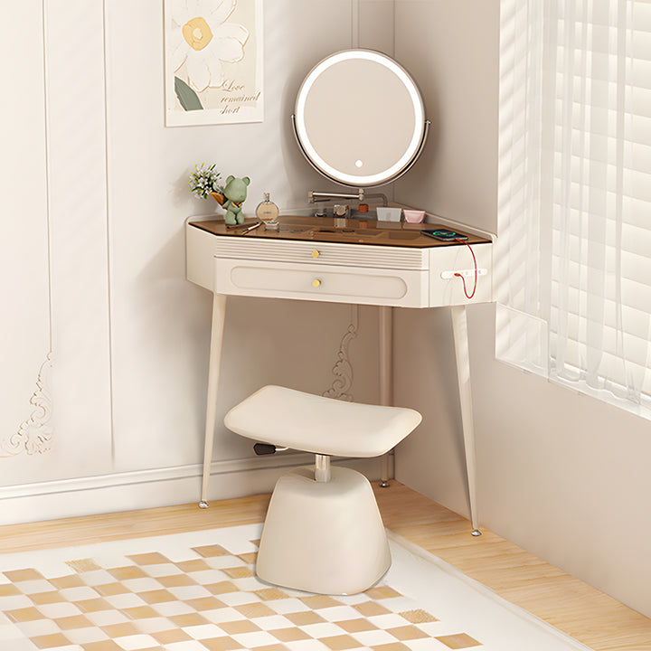 【ドレッサー】三角形 コンパクト クリーム色