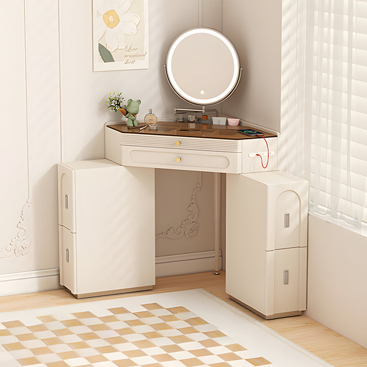 【ドレッサー】三角形 コンパクト クリーム色