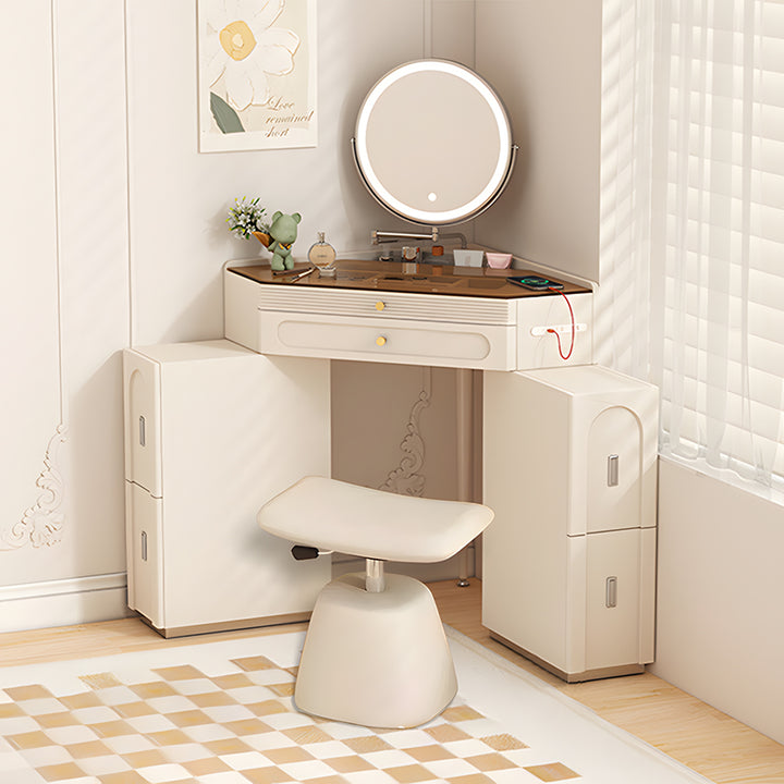 【ドレッサー】三角形 コンパクト クリーム色