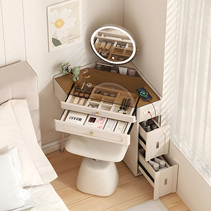 【ドレッサー】三角形 コンパクト クリーム色