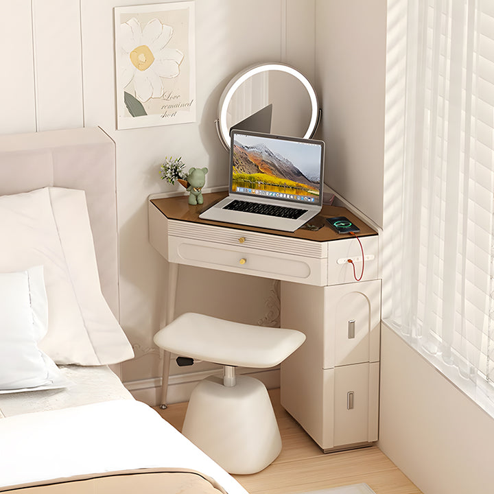 【ドレッサー】三角形 コンパクト クリーム色