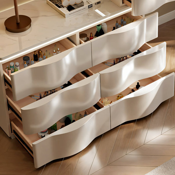 【ドレッサー】エレガントモダン曲線デザイン 大収納