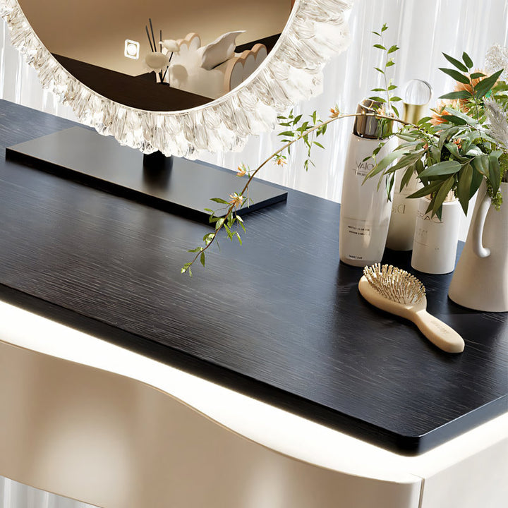 【ドレッサー】エレガントモダン曲線デザイン 大収納