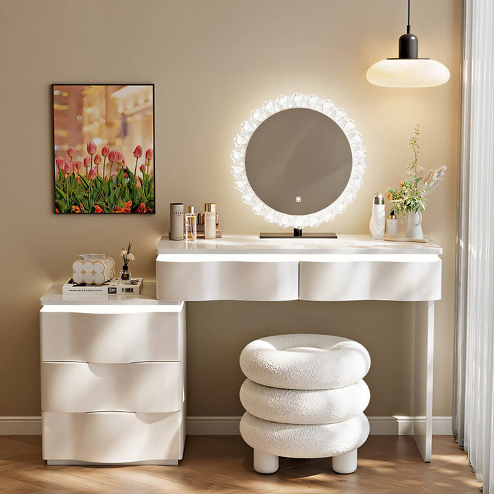 【ドレッサー】エレガントモダン曲線デザイン 大収納