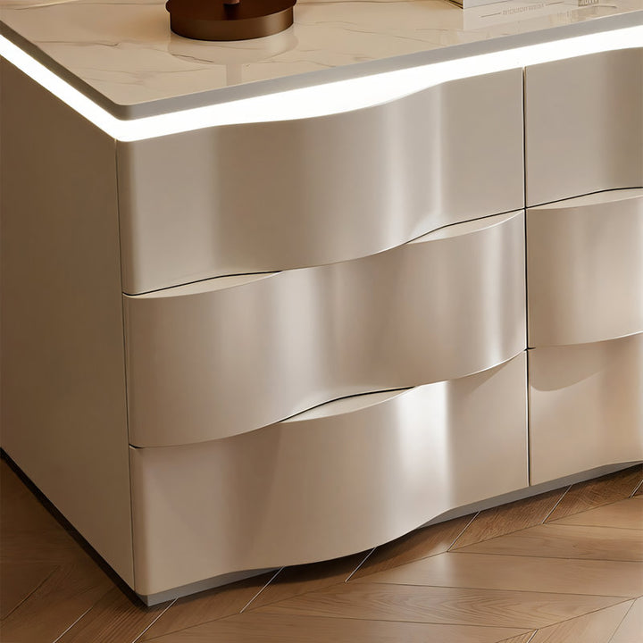 【ドレッサー】エレガントモダン曲線デザイン 大収納