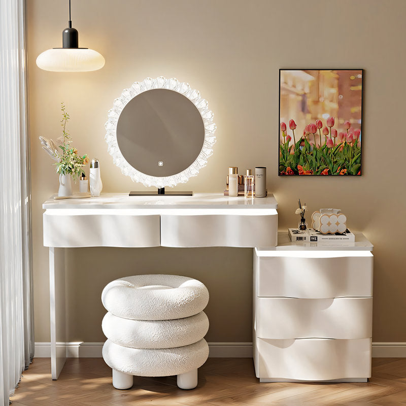 【ドレッサー】エレガントモダン曲線デザイン 大収納